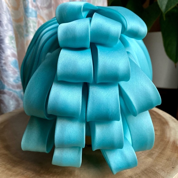 Vintage 1960s Sculptural Fantasy Silk Hat Fascinator Kentucky Derby Blue Hat - Picture 4 of 7